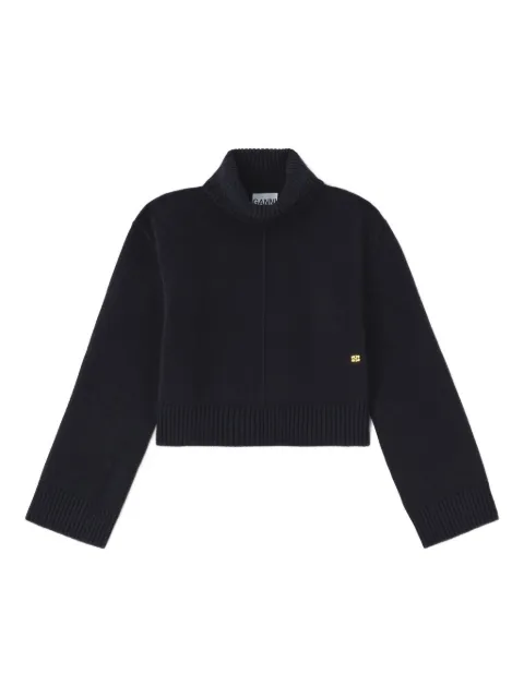 GANNI wool turtleneck sweater Black A1070075