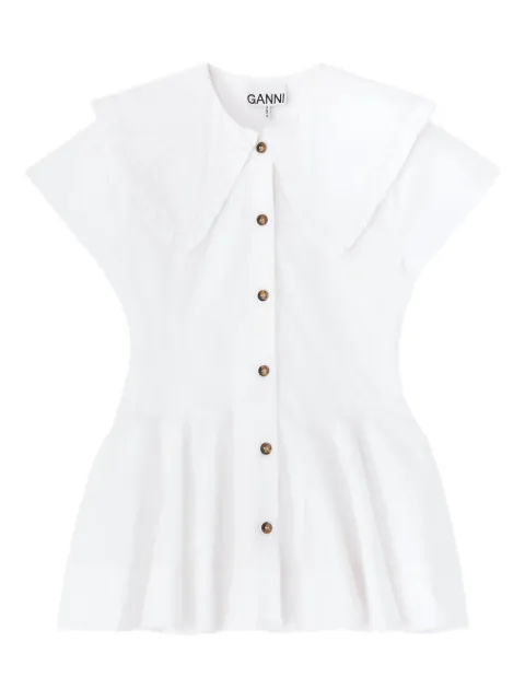 GANNI short cotton ruffle shirt White A1040093