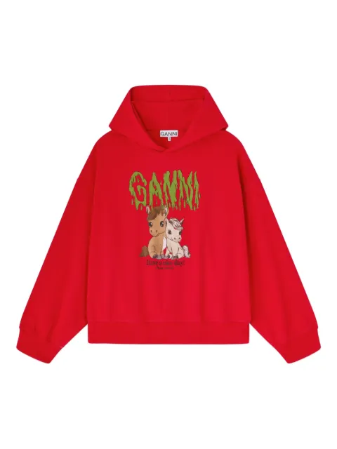 GANNI graphic-print hoodie Red A1060021