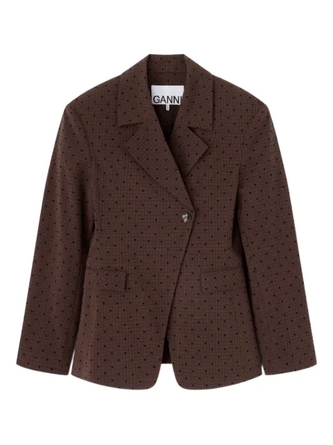 GANNI single-breasted polka dot blazer Brown A1020020