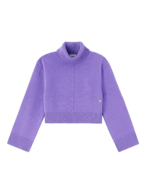 GANNI wool turtleneck sweater Purple A1070075