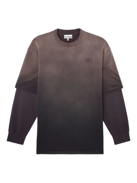 GANNI logo-detail layered sweatshirt Brown A1050044