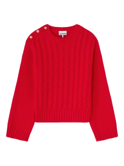 GANNI red cable wool mix sweater Red A1070053