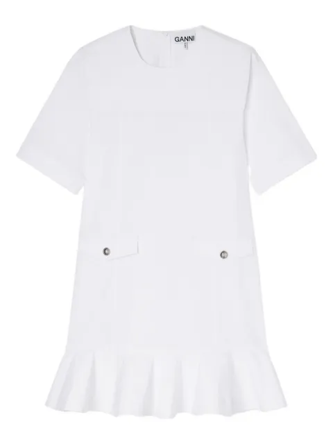 GANNI stretch cotton mini dress White A1030205
