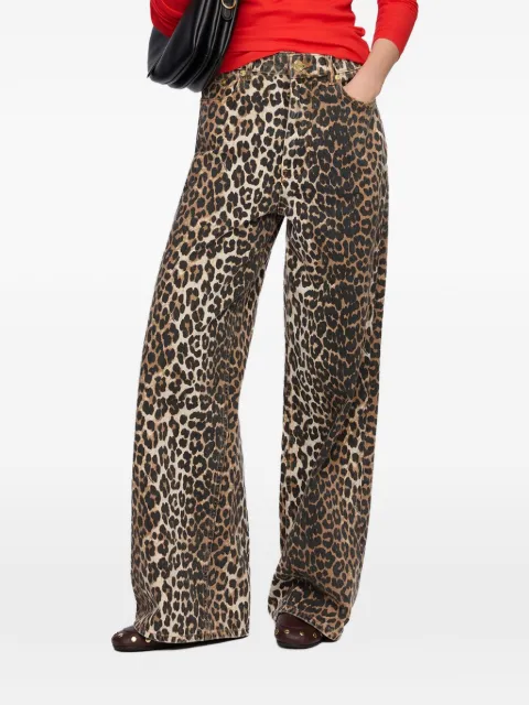 GANNI Lari jeans in leopard print Brown A1100087
