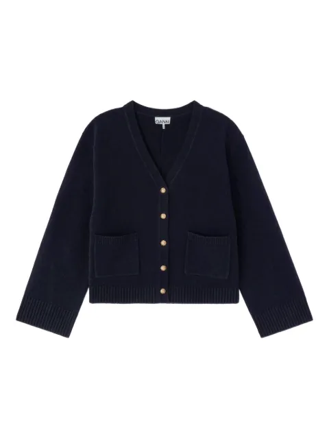 GANNI classic wool cardigan Blue A1070079