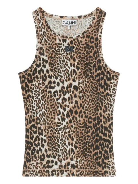 GANNI leopard-print tank top Neutrals A1050073