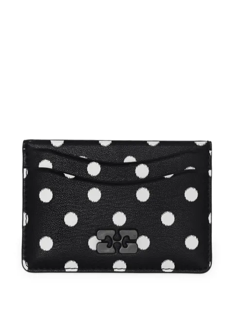 GANNI Bou polka-dot logo-plaque cardholder Black B3010086
