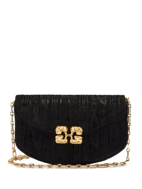 GANNI Lulu wallet on chain in velvet moiré Black B2060015