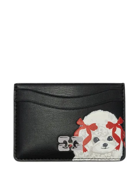 GANNI dog appliqué card holder Black B3010118