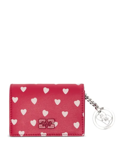 GANNI Bou card holder with flap with dots Red B3010009