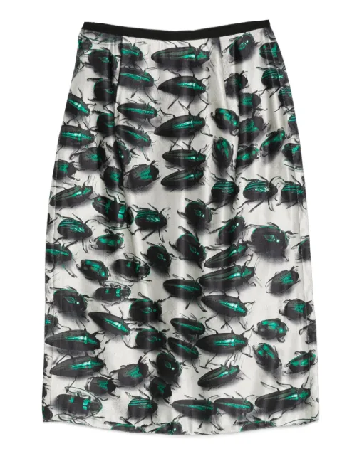 Lanvin Pre-Owned beetle-print high-waisted skirt Neutrals HOLALAN108