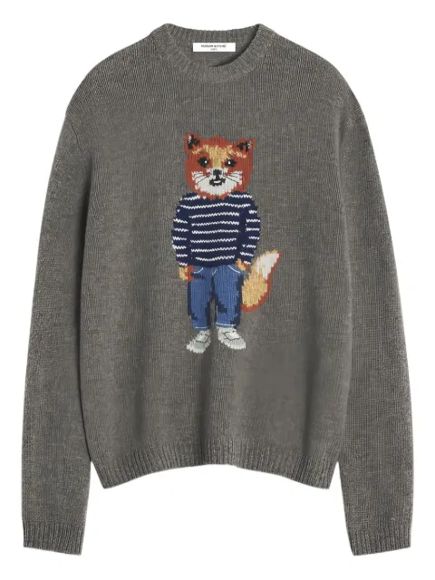Maison Kitsuné fox graphic crewneck sweater Grey PM00806KH0002