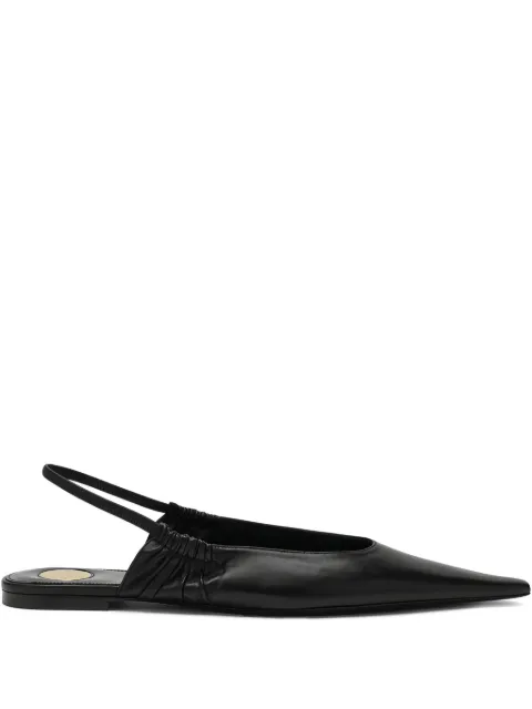 Saint Laurent Biarritz pointed ruched ballet flats Black 844421AADF1
