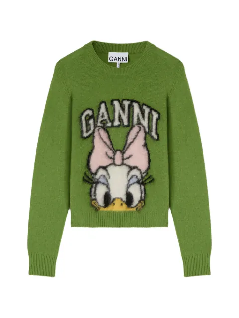 GANNI x Disney Daisy Duck green brushed wool sweater Green A1070238