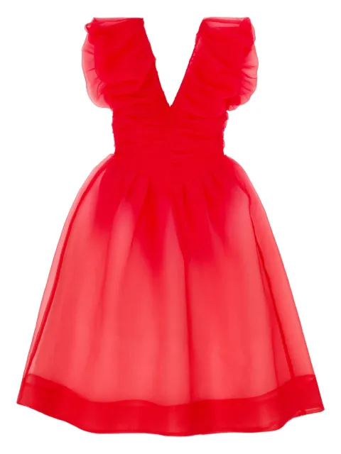 GANNI red organza ruched dress Red A1030197