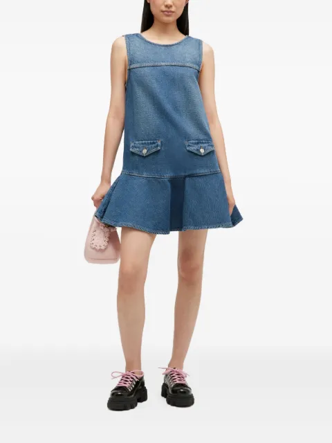 GANNI pocket ruffled mini dress Blue A1030091