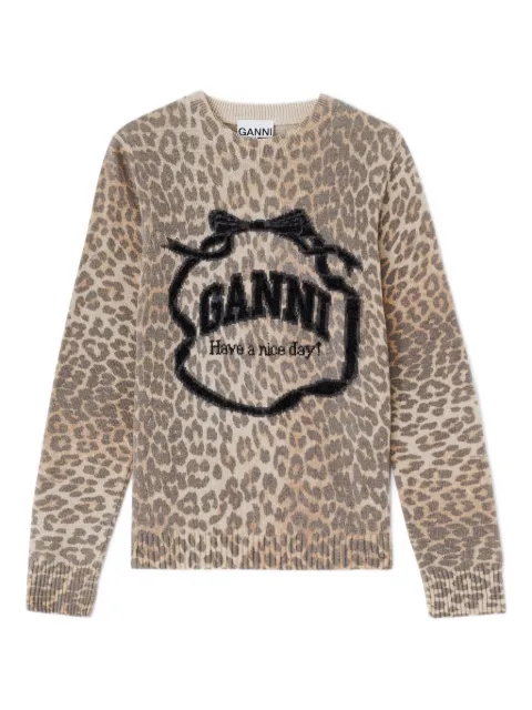 GANNI graphic wool sweater Brown A1070047