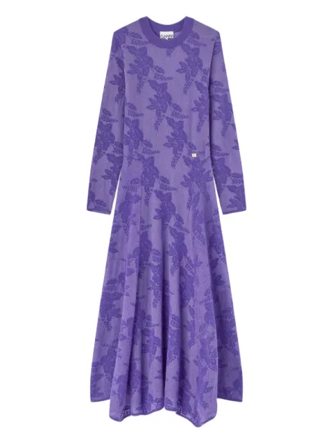 GANNI purple sheer flower dress Purple A1030183