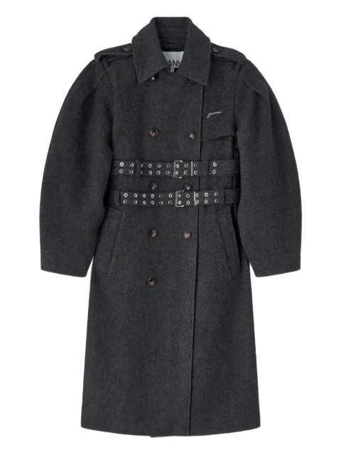 GANNI wool trench coat Grey A1010072
