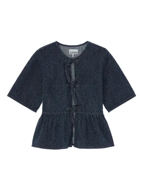 GANNI bow peplum top Blue A1040088