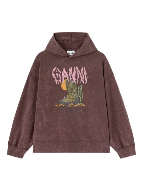 GANNI vintage wash hoodie Brown A1060033