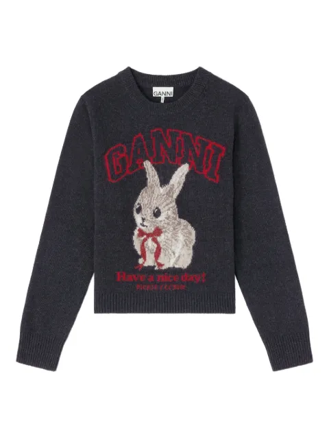 GANNI graphic wool sweater Grey A1070047