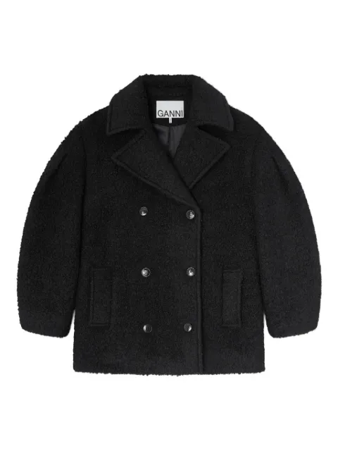 GANNI black boucle midi coat Black A1010067