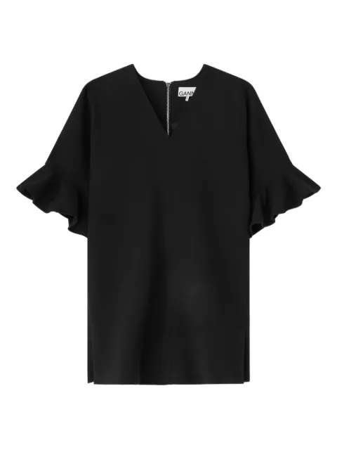 GANNI black mini ruffled dress Black A1030171