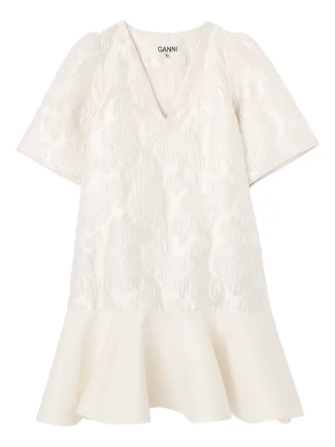 GANNI satin cloque mini dress Neutrals A1030105