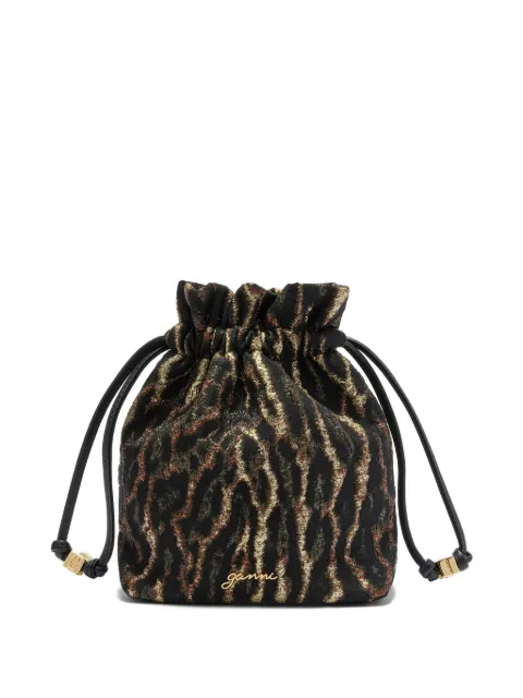 GANNI drawstring logo-detail bucket bag Black B3010071