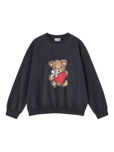 GANNI teddy-print sweatshirt Grey A1060027