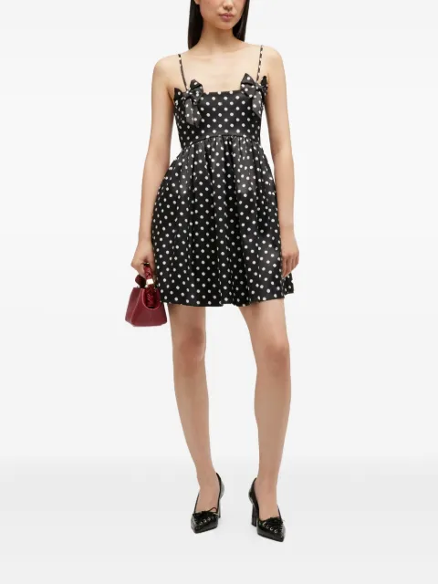 GANNI polka-dot bow mini dress Black A1030193