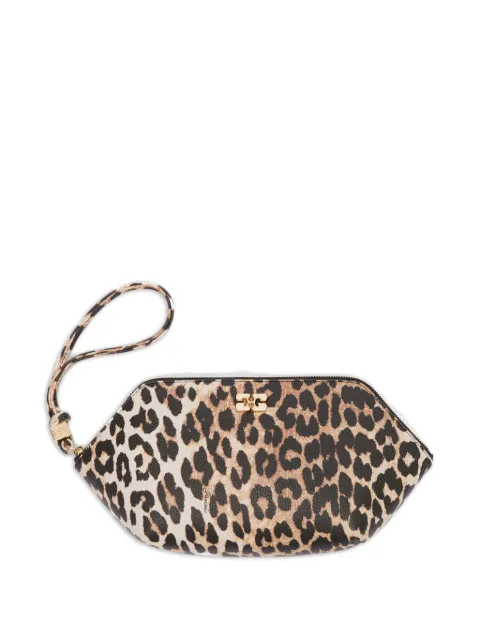 GANNI Bou make up pouch in grained leopard Brown B3010040