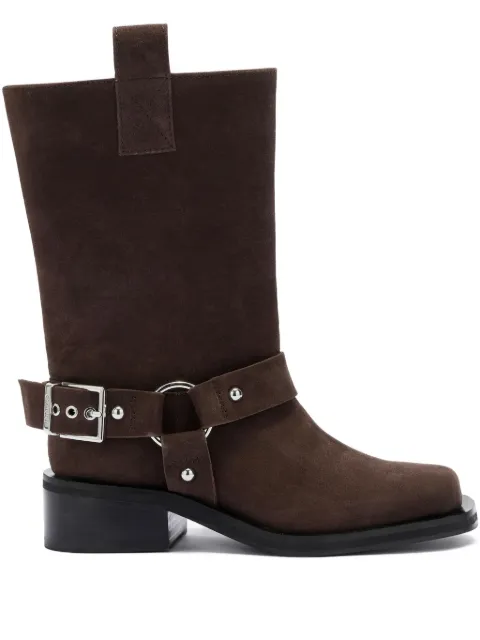 GANNI buckle-detail biker boots Brown B1010095