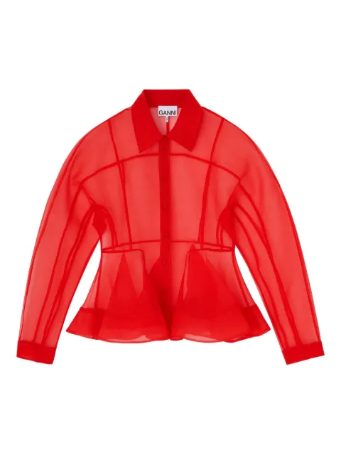 GANNI red organza peplum shirt Red A1040098