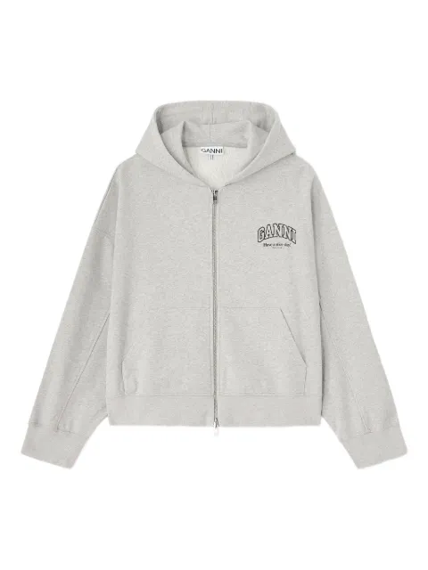 GANNI logo-print zip-up hoodie Grey A1060023