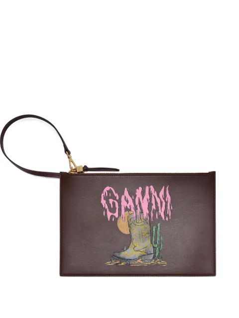GANNI Bou flat pouch with western boot Brown B3010229
