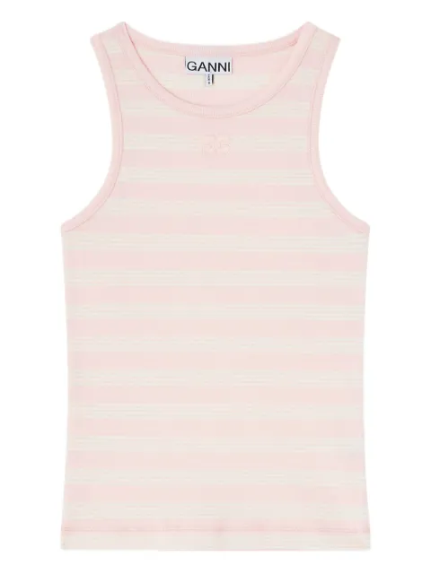 GANNI stripe rib tank top Pink A1050049