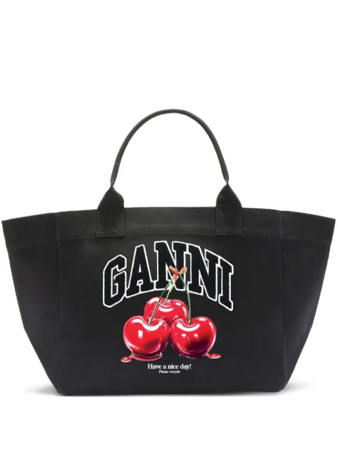 GANNI black XXL cherry tote Black B2110037