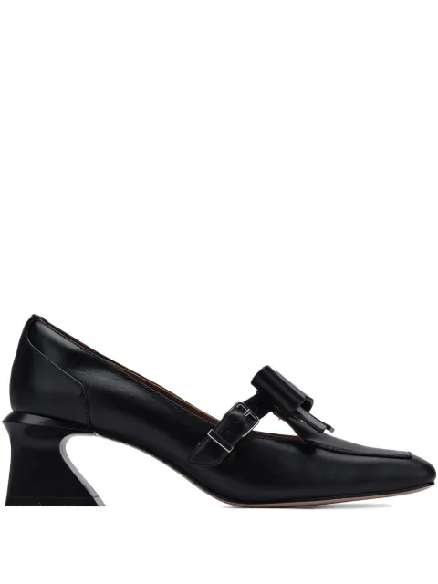 SHUSHU/TONG bow buckle leather pumps Black MWDEAC03OWL001BA100