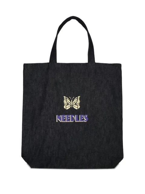 Needles logo-print tote bag Black RW079