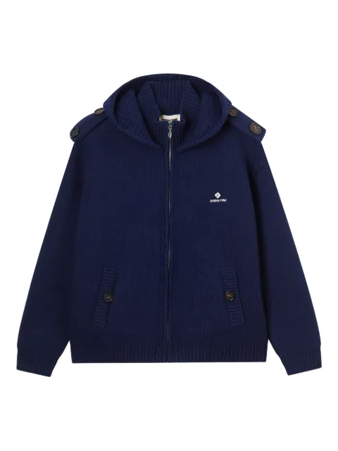 SHUSHU/TONG logo-embroidered knitted jacket Blue MWDECO07KOA125NA100