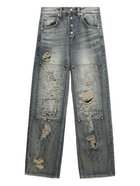 THUG CLUB distressed studded jeans Blue TC25PT2801
