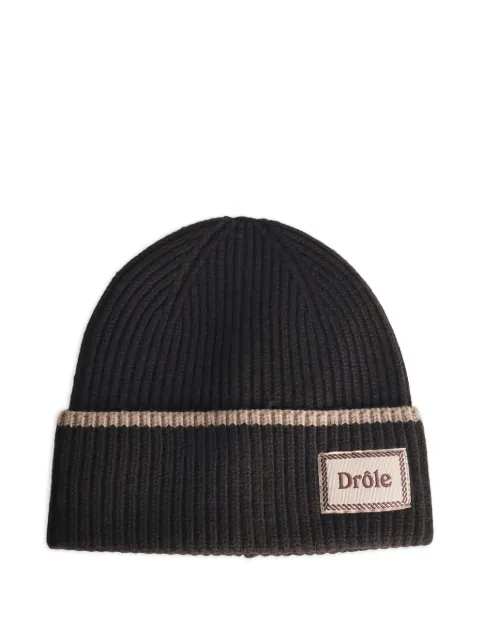 Drôle De Monsieur woven label beanie Black IBN104WO007