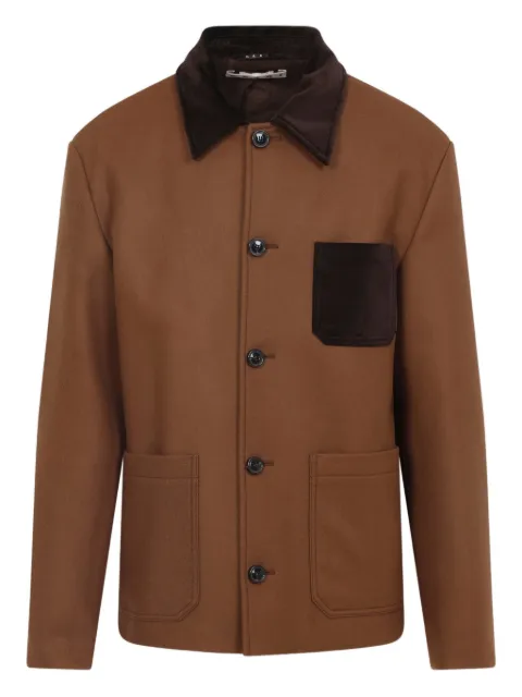 Marni textured-collar pocket jacket Brown GUMU0149QSUTW967