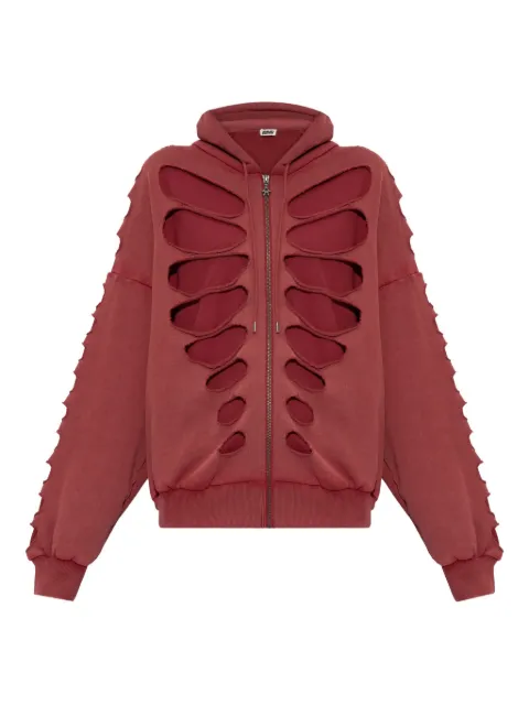 AVAVAV Shoulderless cut-out zip-up hoodie Red F25N09020