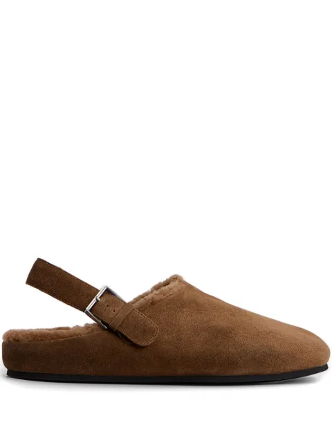 12 STOREEZ buckle shearling mules Brown 132818