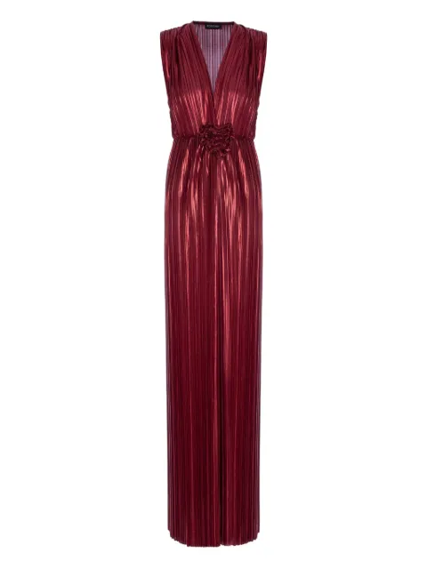 ROSERRY Verona pleated flower maxi dress Red VERONAMAXI