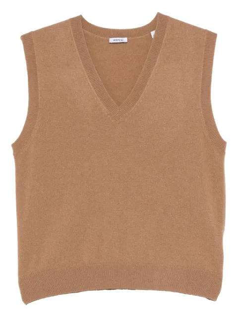 ASPESI V-neck sleeveless sweater Brown 33374567